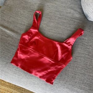 Wilfred Scarlet Satin Crop Tank
